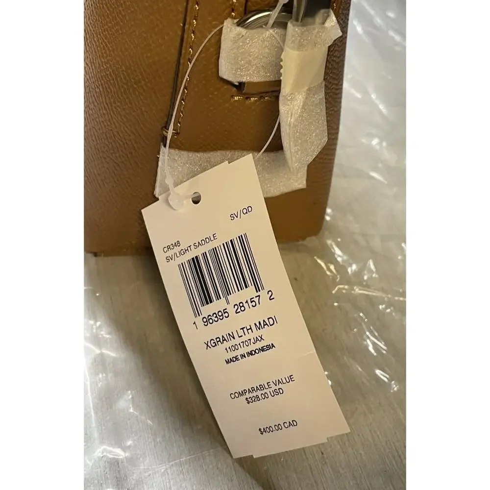 Coach Madi Crossbody CR348 Crossgrain Leather Light Saddle -NWT-